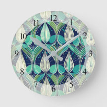 Mid Century Atomic Drops Blue Green Pattern