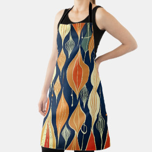 Mid Century Atomic Drops Ochre  Modern Retro  Apron