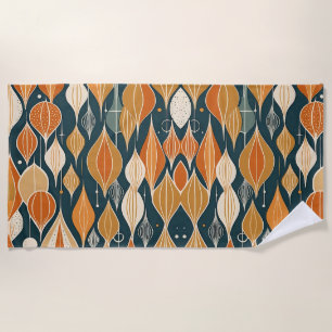 Mid Century Atomic Drops Ochre Modern Retro Beach Towel