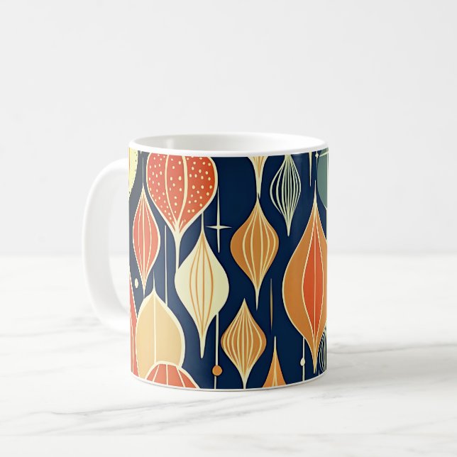 Mid Century Atomic Drops Ochre  Modern Retro  Coffee Mug (Front Left)