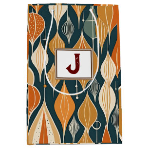Mid Century Atomic Drops Ochre  Modern Retro  Medium Gift Bag