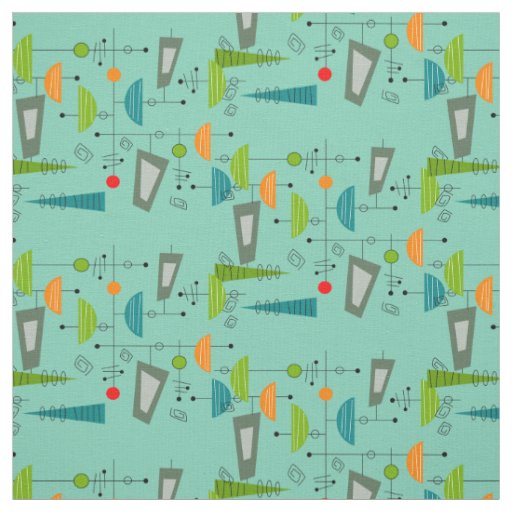 Mid-Century Atomic Era Inspired Nuclear Age Fabric | Zazzle