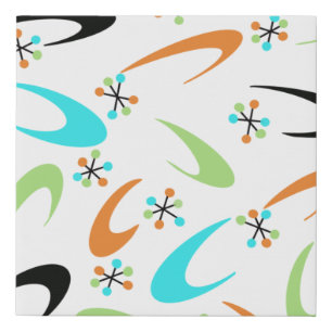 Mid-Century Atomic Faux Wrapped Canvas Print