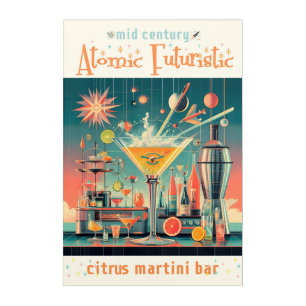 Mid Century Atomic Futuristic Citrus Martini Bar Acrylic Print