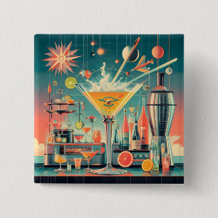 Mid Century Atomic Futuristic Citrus Martini Bar Button