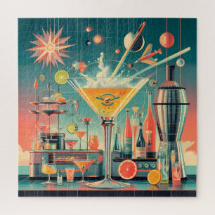 Mid Century Atomic Futuristic Citrus Martini Bar Jigsaw Puzzle