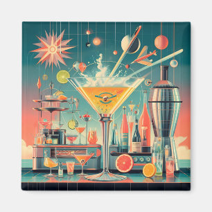 Mid Century Atomic Futuristic Citrus Martini Bar Magnet