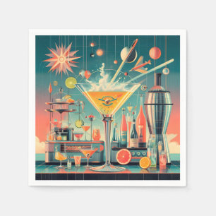 Mid Century Atomic Futuristic Citrus Martini Bar Napkins