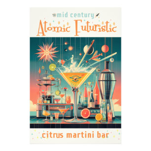 Mid Century Atomic Futuristic Citrus Martini Bar Photo Print