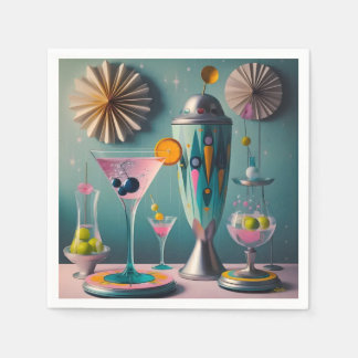 Mid Century Atomic Futuristic Cocktail Time Napkins