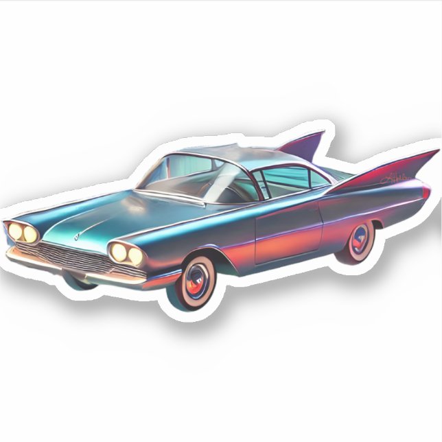 Mid Century Atomic Futuristic Concept Car  Sticker (Front)