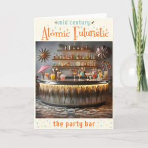 Mid Century Atomic Futuristic Party Bar Card