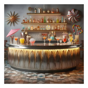 Mid Century Atomic Futuristic Party Bar Photo Print
