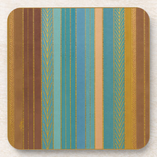 Mid Century Atomic Futuristic Stripes Print Beverage Coaster