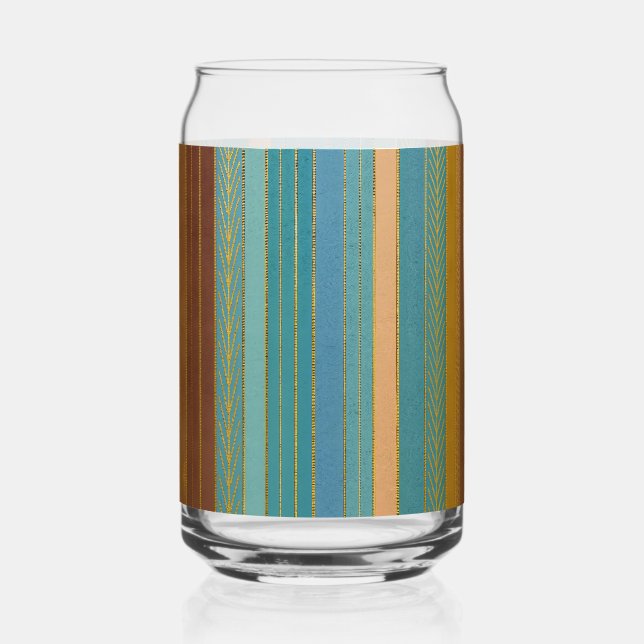 Mid Century Atomic Futuristic Stripes Print Can Glass (Front)