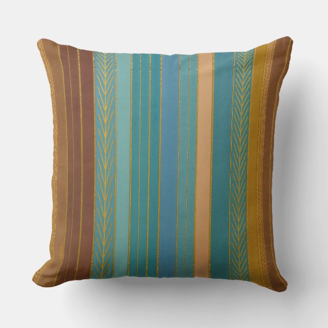 Mid Century Atomic Futuristic Stripes Print Throw Pillow (Front)