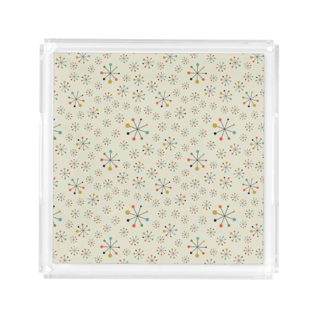 Mid-Century Atomic Inspired Pattern Acrylic Tray (Front)