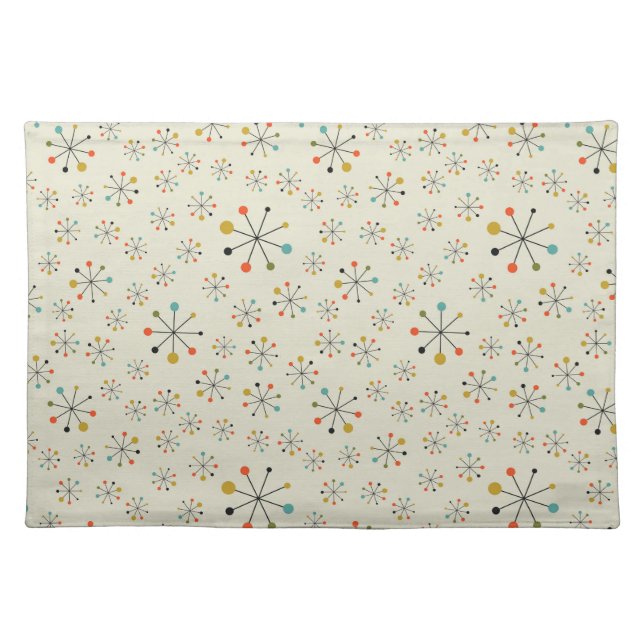 Mid-Century Atomic Inspired Pattern Cloth Placemat (Front)