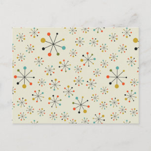 Mid-Century Atomic Inspired Pattern Holiday Postcard