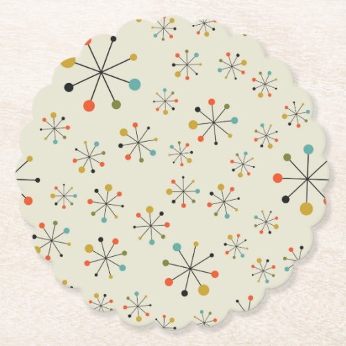 Mid_Century Atomic Inspired Pattern Paper Coaster