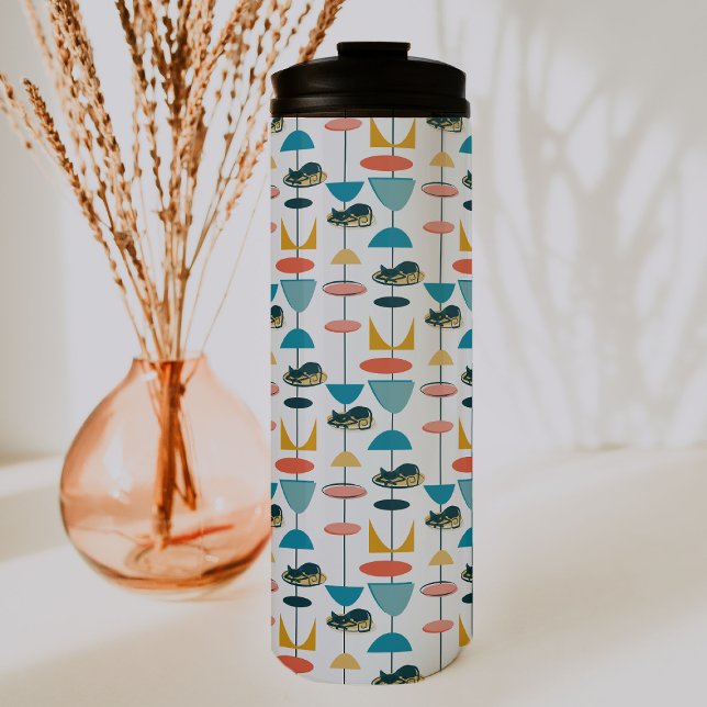 Mid Century Atomic Kitty Pattern Thermal Tumbler (Creator Uploaded)