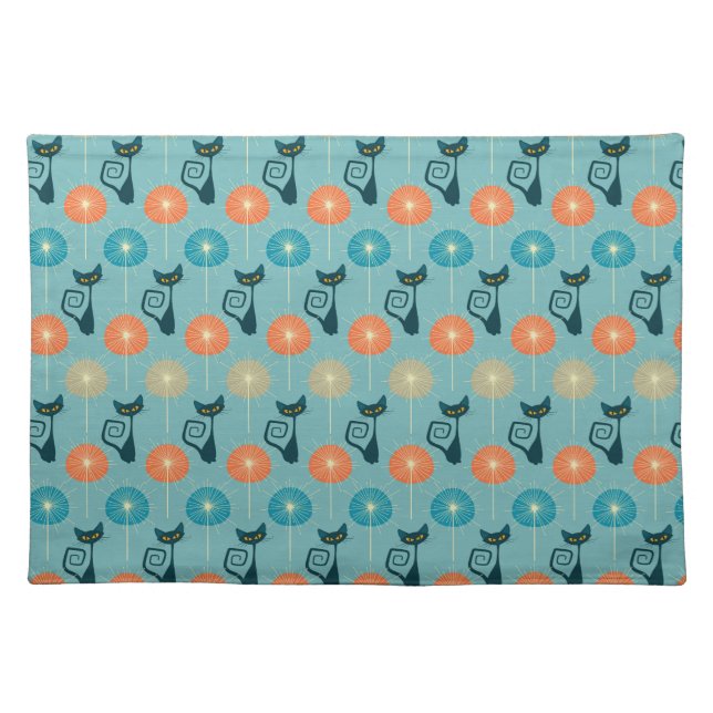 Mid Century Atomic Kitty Placemat (Front)