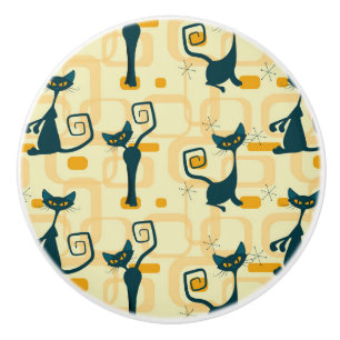 Mid Century Atomic Kitty Vintage Drawer Knobs