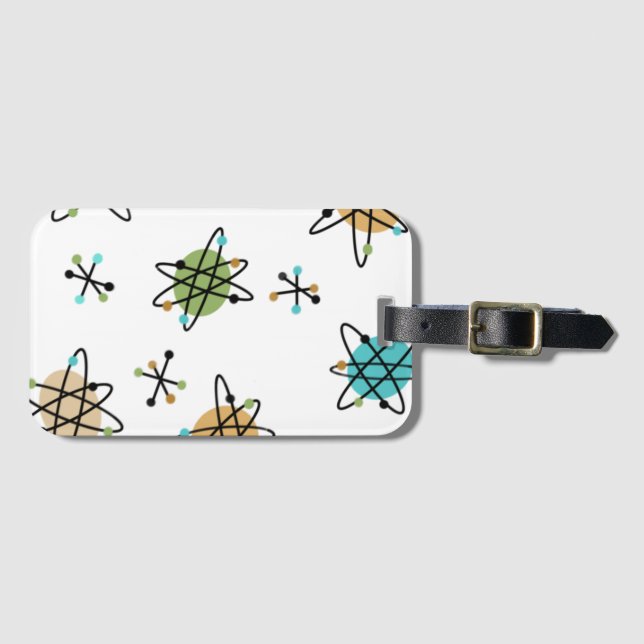 Mid-Century Atomic Luggage Tag (Front Horizontal)
