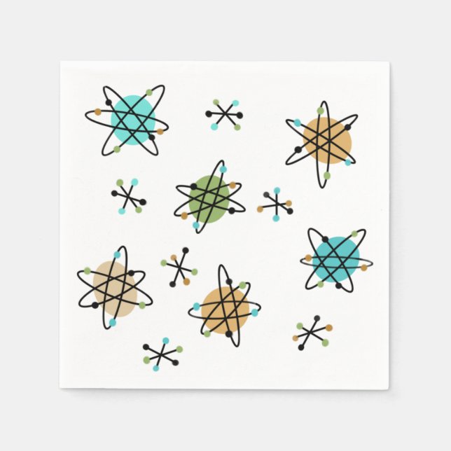 Mid-Century Atomic Paper Napkins (Front)