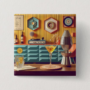 Mid Century Atomic Retro Futuristic Party Room Button