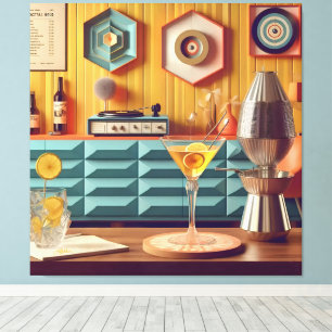 Mid Century Atomic Retro Futuristic Party Room Canvas Print