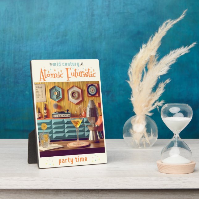 Mid Century Atomic Retro Futuristic Party Room Plaque (Side)