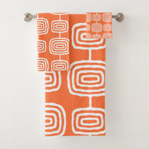 Mid Century Atomic Rings Abstract Pattern Bath Towel Set