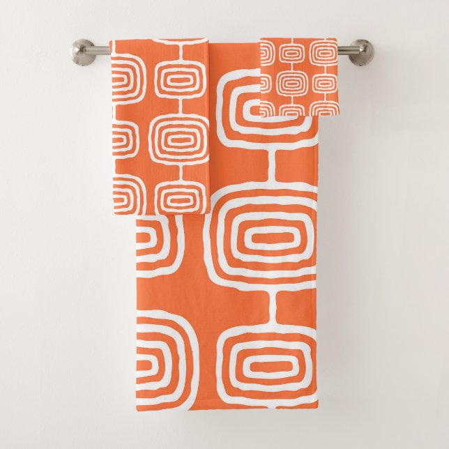 Mid Century Atomic Rings Abstract Pattern Bath Towel Set (Insitu)