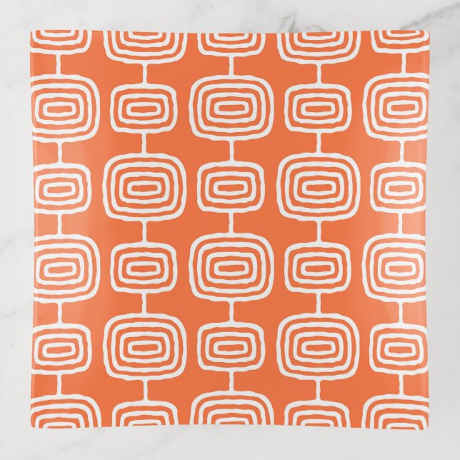 Mid Century Atomic Rings Abstract Pattern Trinket Tray (Front)