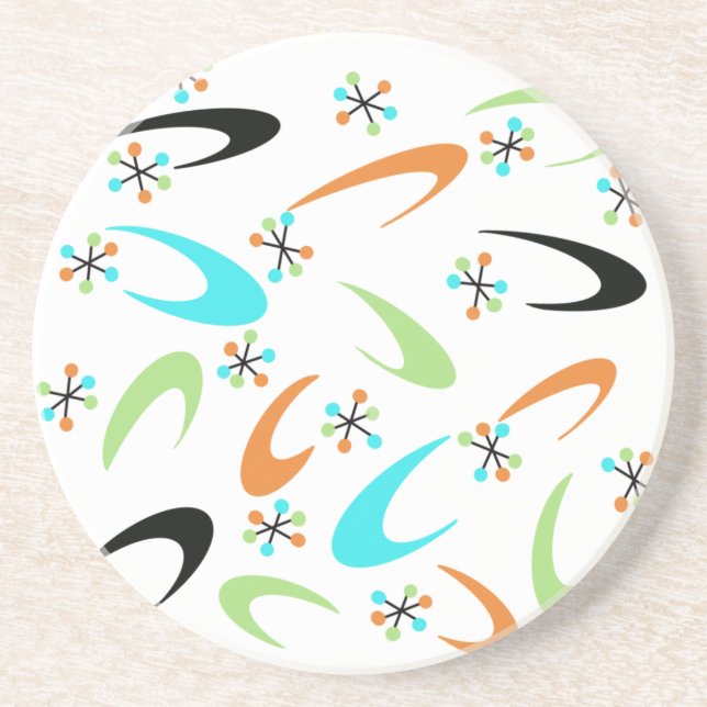 Mid-Century Atomic Sandstone Coaster (Front)