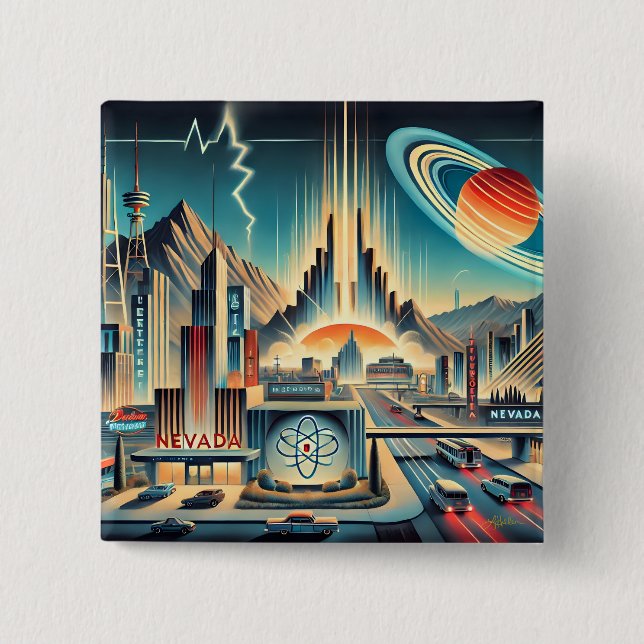 Mid Century Atomic Space Age Nevada Art Button (Front)