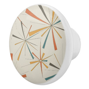 Mid Century Atomic Starburst Geometric Retro Ceramic Knob