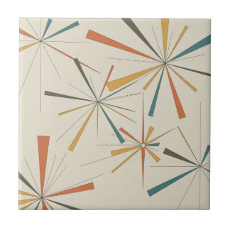 Mid Century  Atomic Starburst Geometric Retro Ceramic Tile