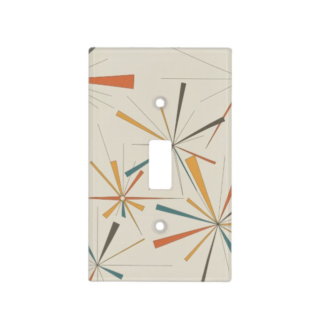 Mid Century  Atomic Starburst Geometric Retro Light Switch Cover (Front)