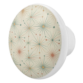 Mid Century  Atomic Starburst Modern Retro Ceramic Knob