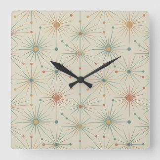 Mid Century  Atomic Starburst Modern Retro Square Wall Clock
