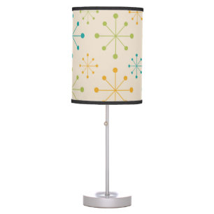 Mid Century Atomic Starburst Orange Teal Green Table Lamp