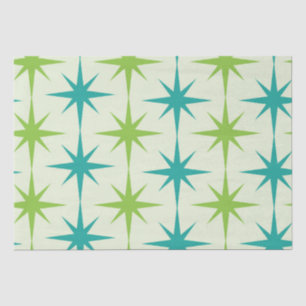 Mid Century Atomic Starbursts Green and Teal Tissue Paper
