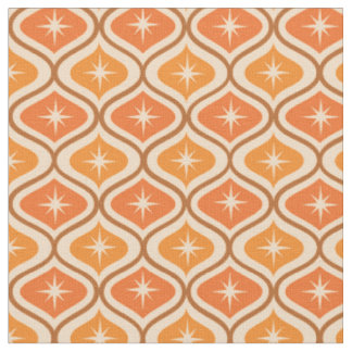Mid Century Atomic Starbursts on Orange Ogee Fabric