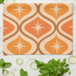 Mid Century Atomic Starbursts on Orange Ogee Kitchen Towel<br><div class="desc">This is elegant mid century modern atomic starburst pattern placed in orange and amber ogee ovals on beige background. It's great gift for anyone who love retro geometric designs</div>