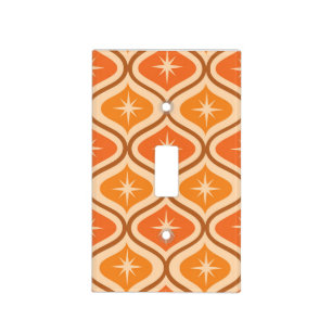 Mid Century Atomic Starbursts on Orange  Ogee  Light Switch Cover