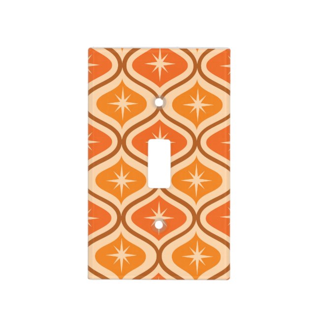 Mid Century Atomic Starbursts on Orange  Ogee  Light Switch Cover (Front)