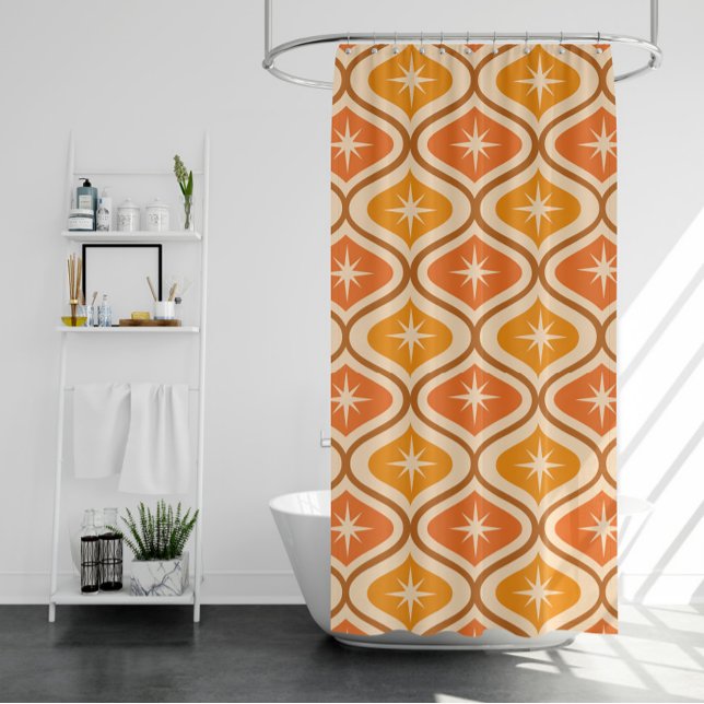 Mid Century Atomic Starbursts on Orange  Ogee  Shower Curtain (Creator Uploaded)