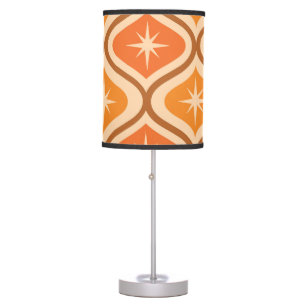 Mid Century Atomic Starbursts on Orange  Ogee  Table Lamp